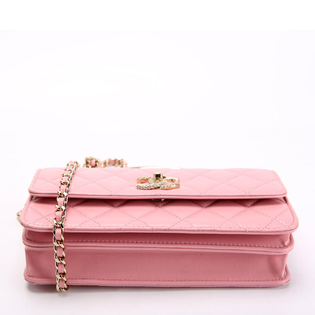 Chanel Crystal CC Top Handle Phone Holder Lambskin (RFID) Pink/Gold
