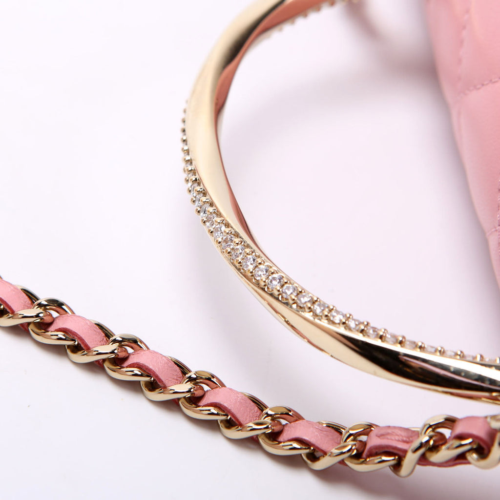 Chanel Crystal CC Top Handle Phone Holder Lambskin (RFID) Pink/Gold
