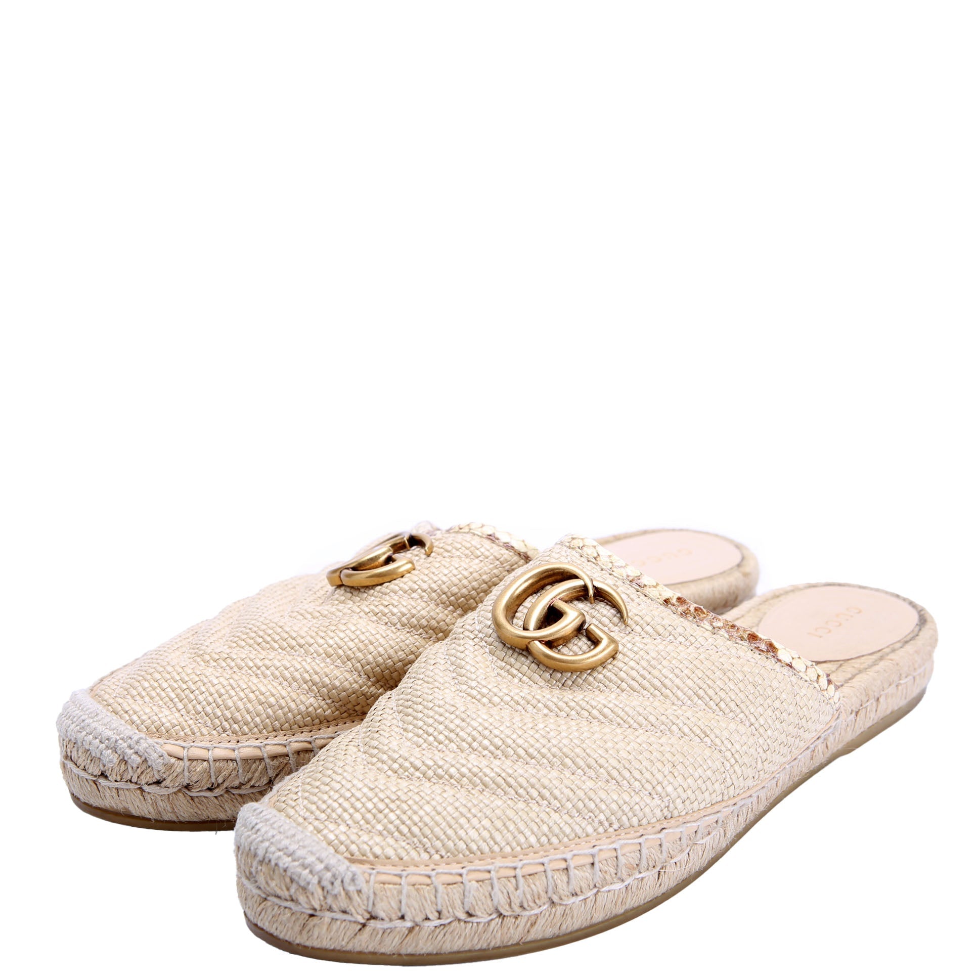 Gucci GG Marmont Espadrille Mules Size 39.5 Tan