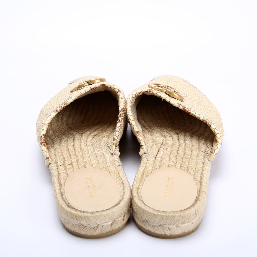Gucci GG Marmont Espadrille Mules Size 39.5 Tan