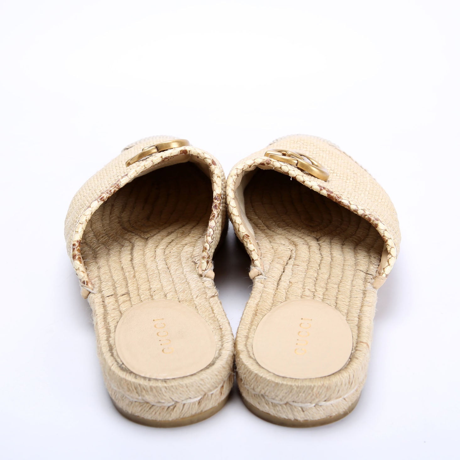 Gucci GG Marmont Espadrille Mules Size 39.5 Tan