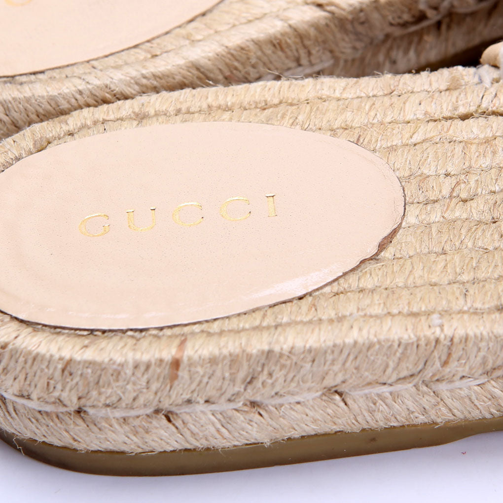 Gucci GG Marmont Espadrille Mules Size 39.5 Tan