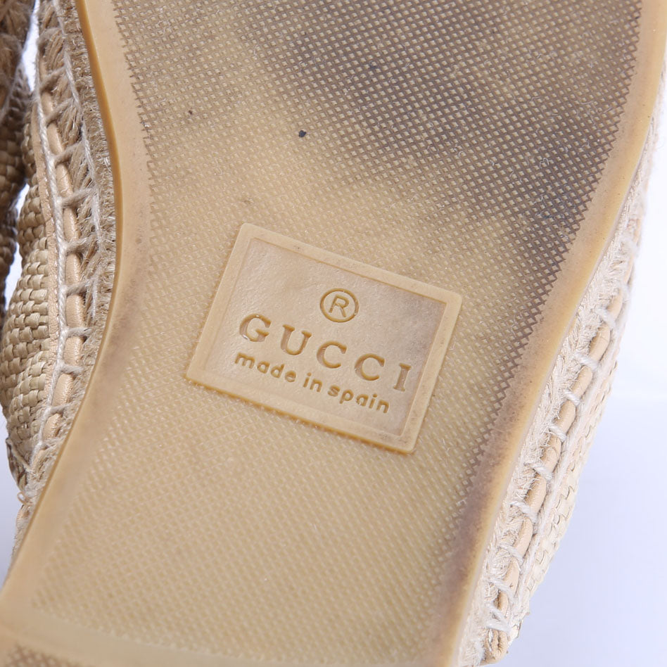Gucci GG Marmont Espadrille Mules Size 39.5 Tan