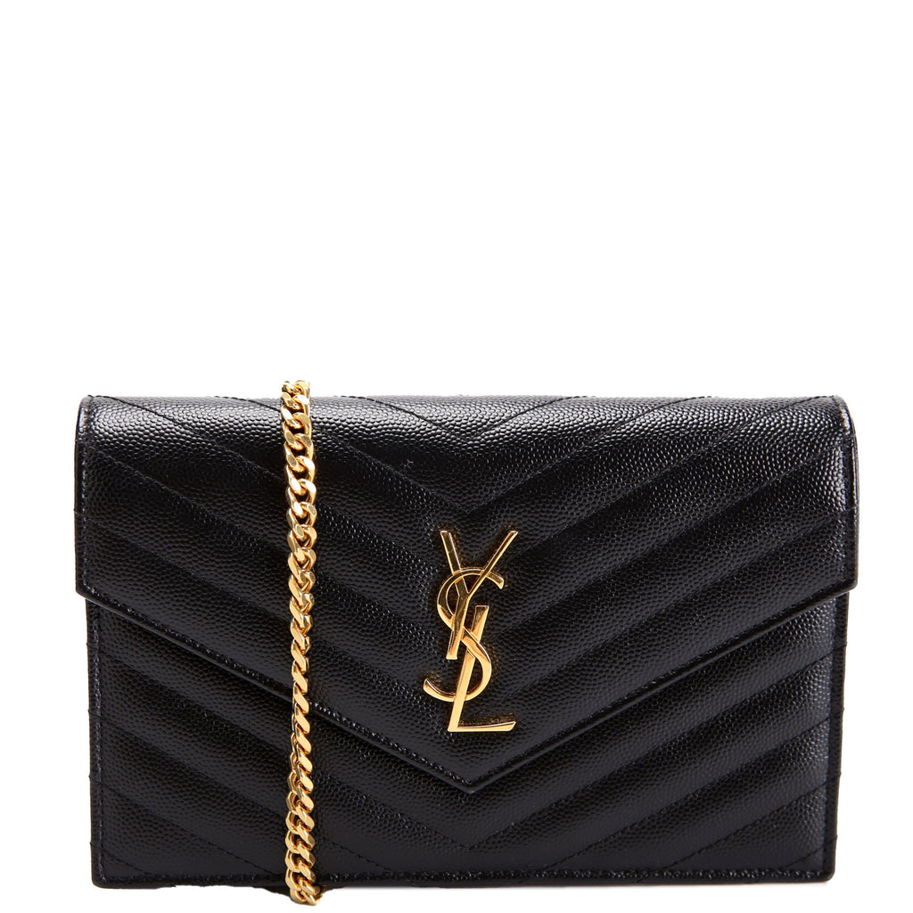 Saint Laurent Envelope Chain Wallet 393953 Black