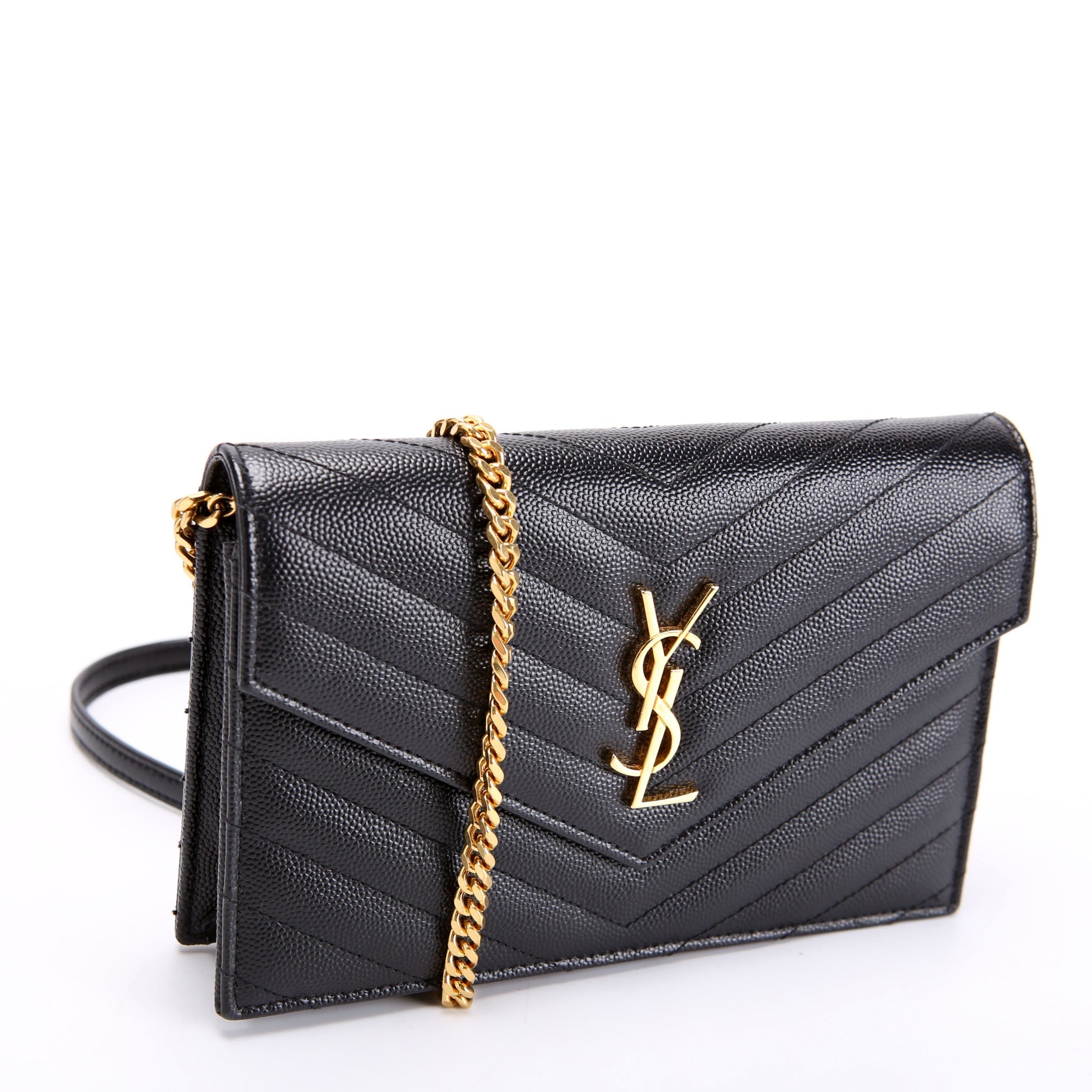 Saint Laurent Envelope Chain Wallet 393953 Black