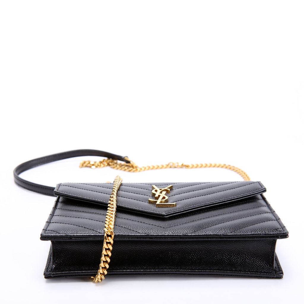 Saint Laurent Envelope Chain Wallet 393953 Black