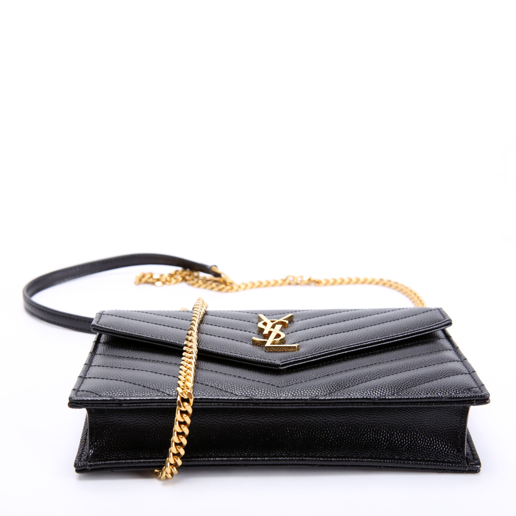Saint Laurent Envelope Chain Wallet 393953 Black