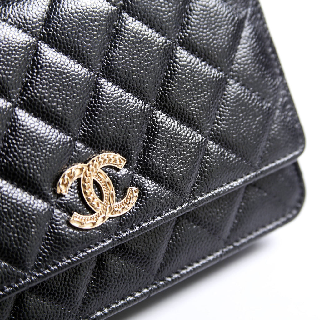 Chanel Wallet On Chain CC Quilted Caviar RFID Black
