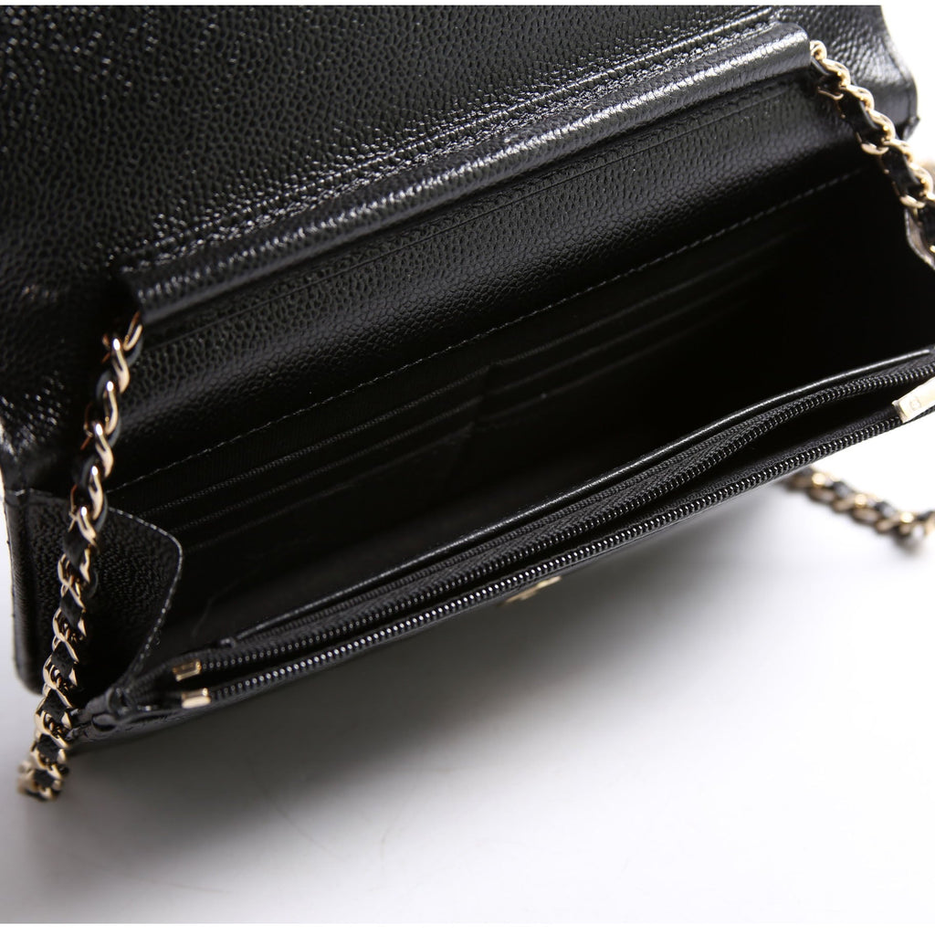 Chanel Wallet On Chain CC Quilted Caviar RFID Black