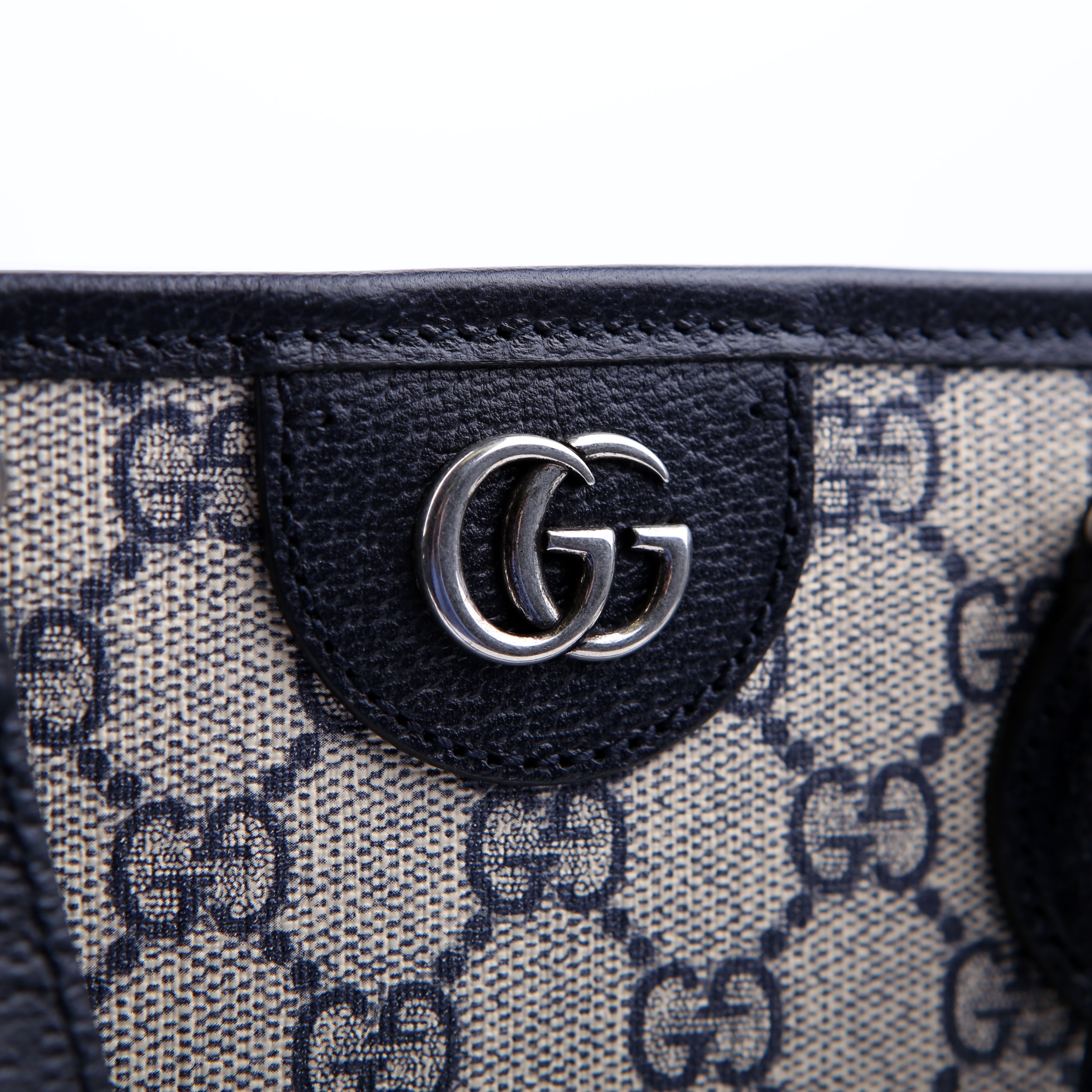 Gucci 765043 GG Supreme Ophidia Shoulder Tote Medium Blue