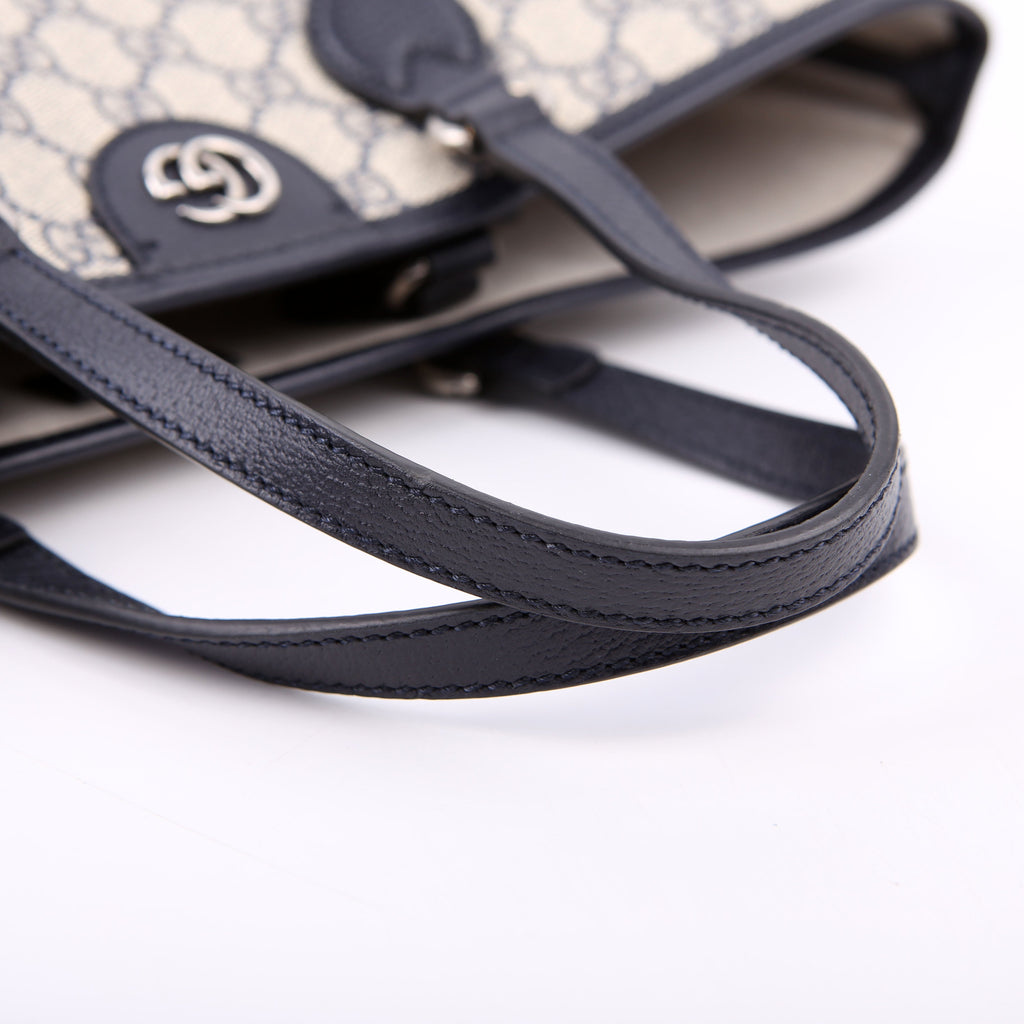 Gucci 765043 GG Supreme Ophidia Shoulder Tote Medium Blue