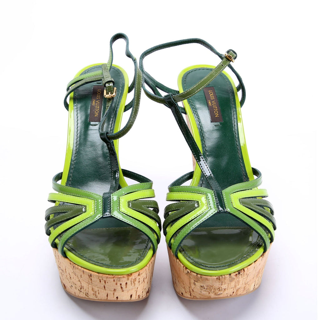 Louis Vuitton Summertime Cork Wedges Size 39 Green
