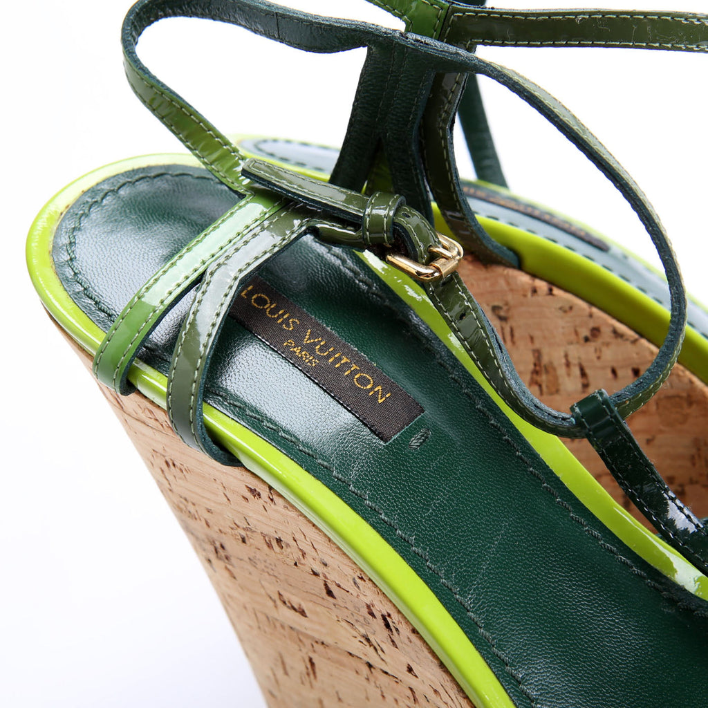 Louis Vuitton Summertime Cork Wedges Size 39 Green