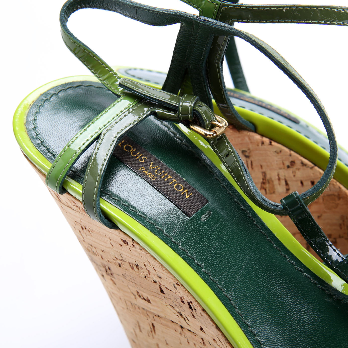 Louis Vuitton Summertime Cork Wedges Size 39 Green