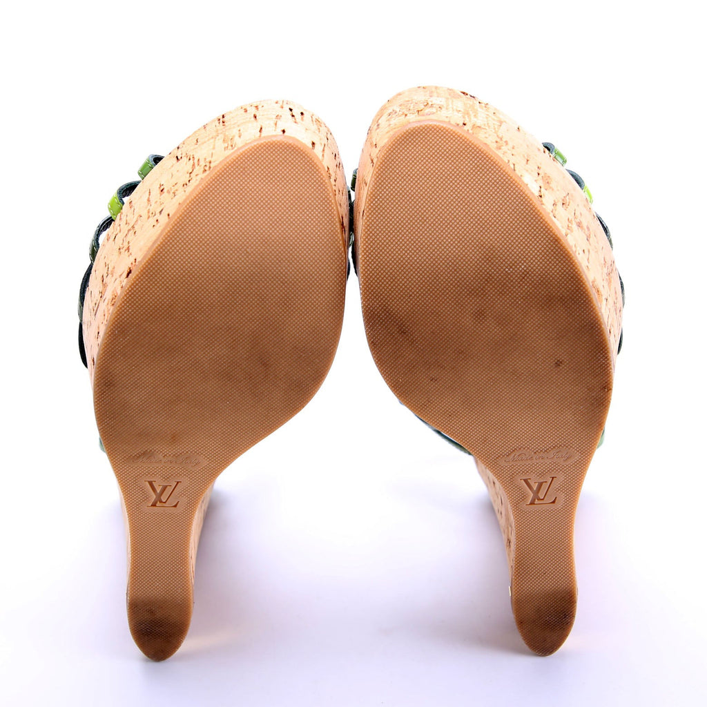 Louis Vuitton Summertime Cork Wedges Size 39 Green