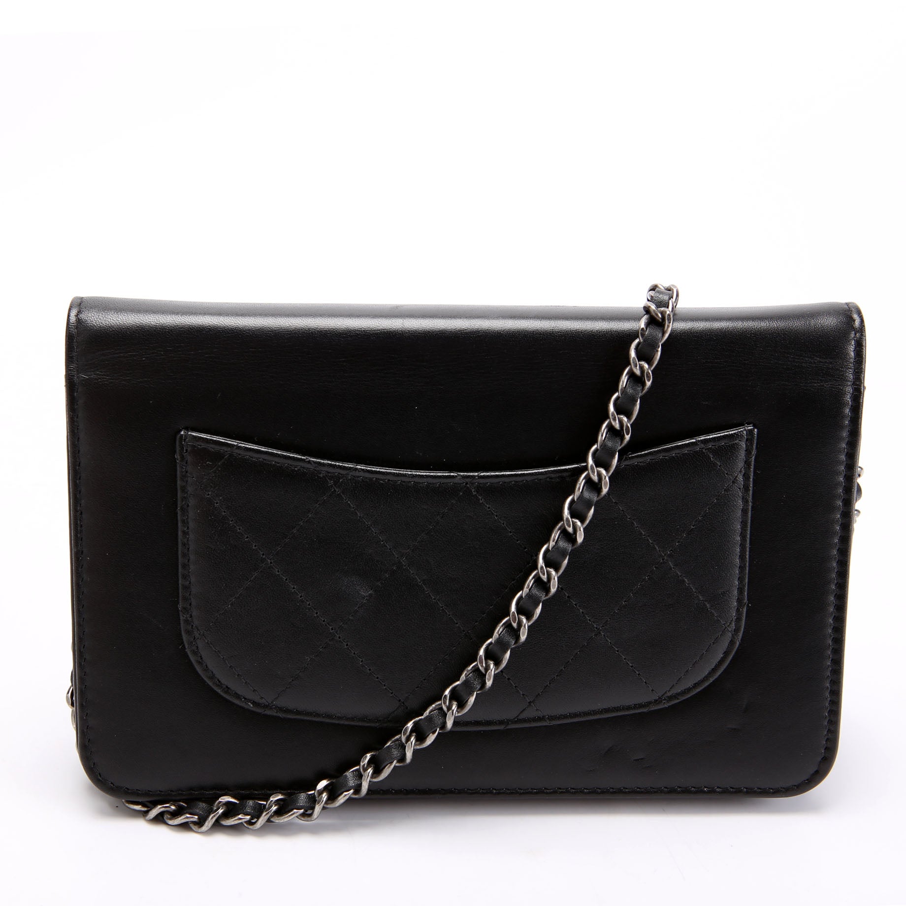 Chanel Two-Tone Chain 20s Signe WOC Calfskin 29M Black