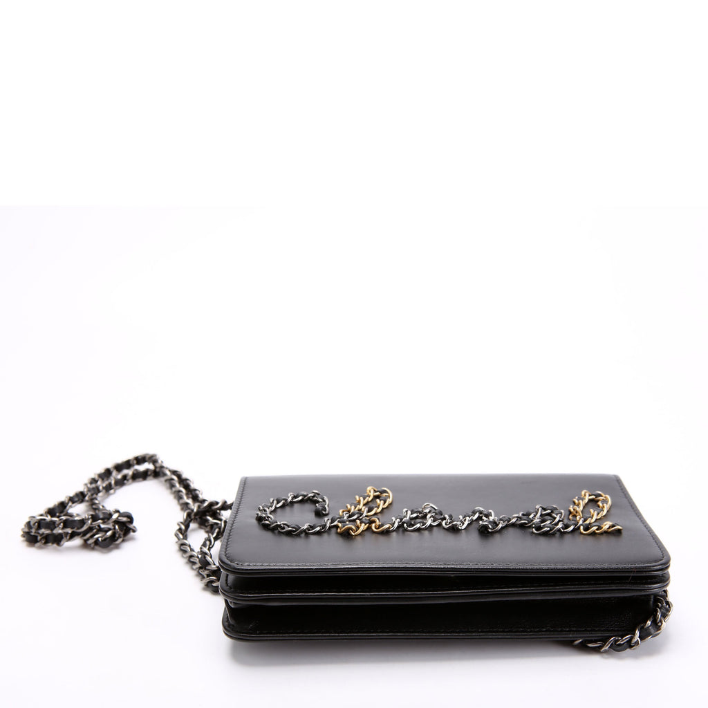Chanel Two-Tone Chain 20s Signe WOC Calfskin 29M Black