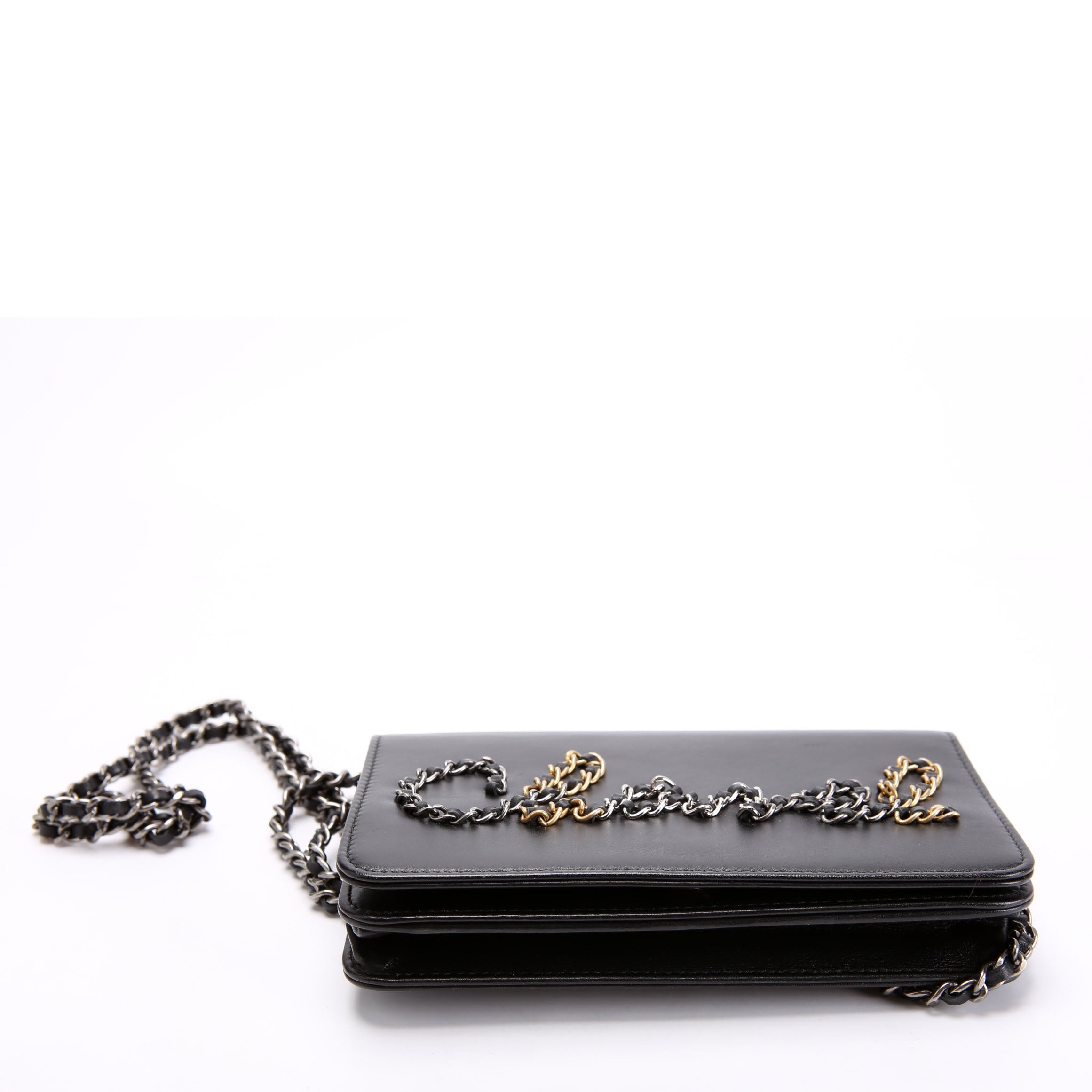 Chanel Two-Tone Chain 20s Signe WOC Calfskin 29M Black
