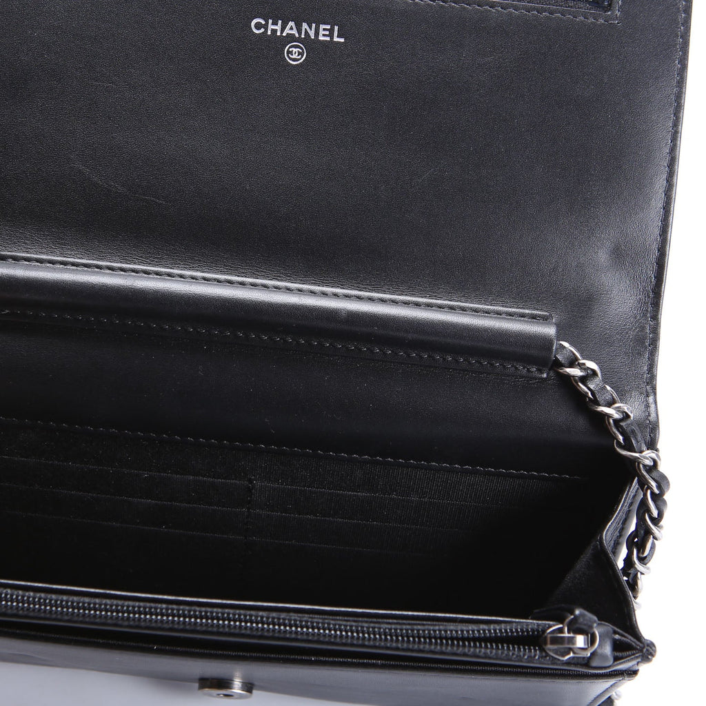 Chanel Two-Tone Chain 20s Signe WOC Calfskin 29M Black