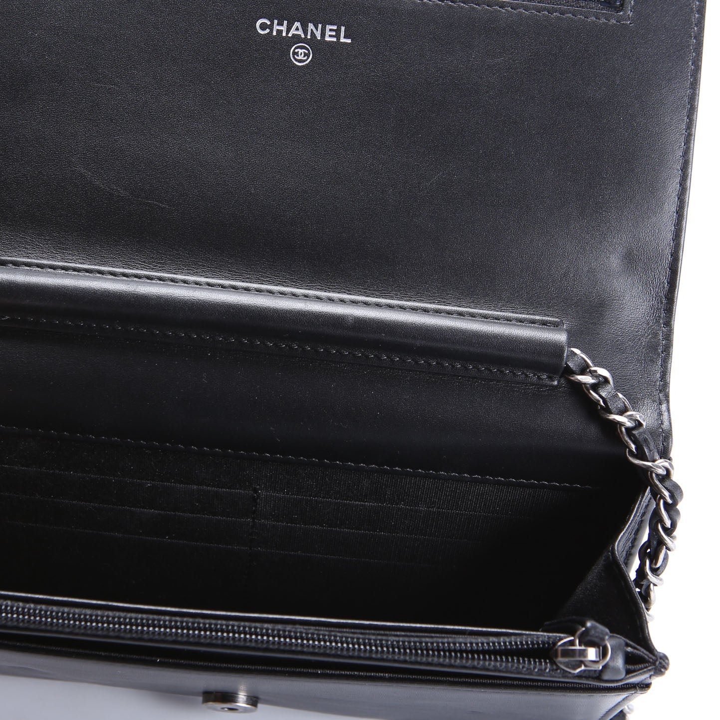 Chanel Two-Tone Chain 20s Signe WOC Calfskin 29M Black