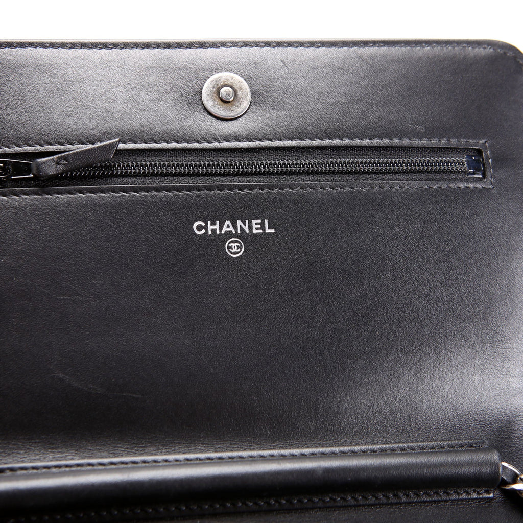 Chanel Two-Tone Chain 20s Signe WOC Calfskin 29M Black