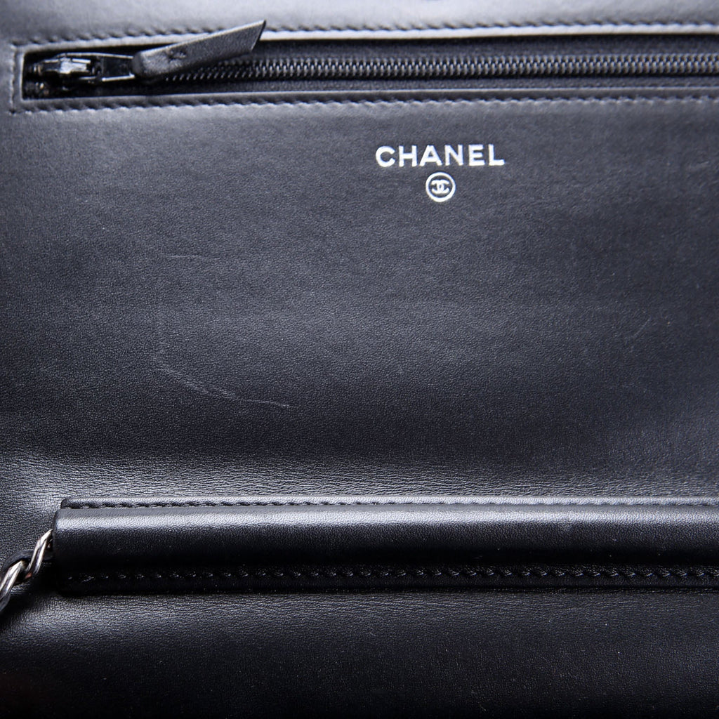 Chanel Two-Tone Chain 20s Signe WOC Calfskin 29M Black