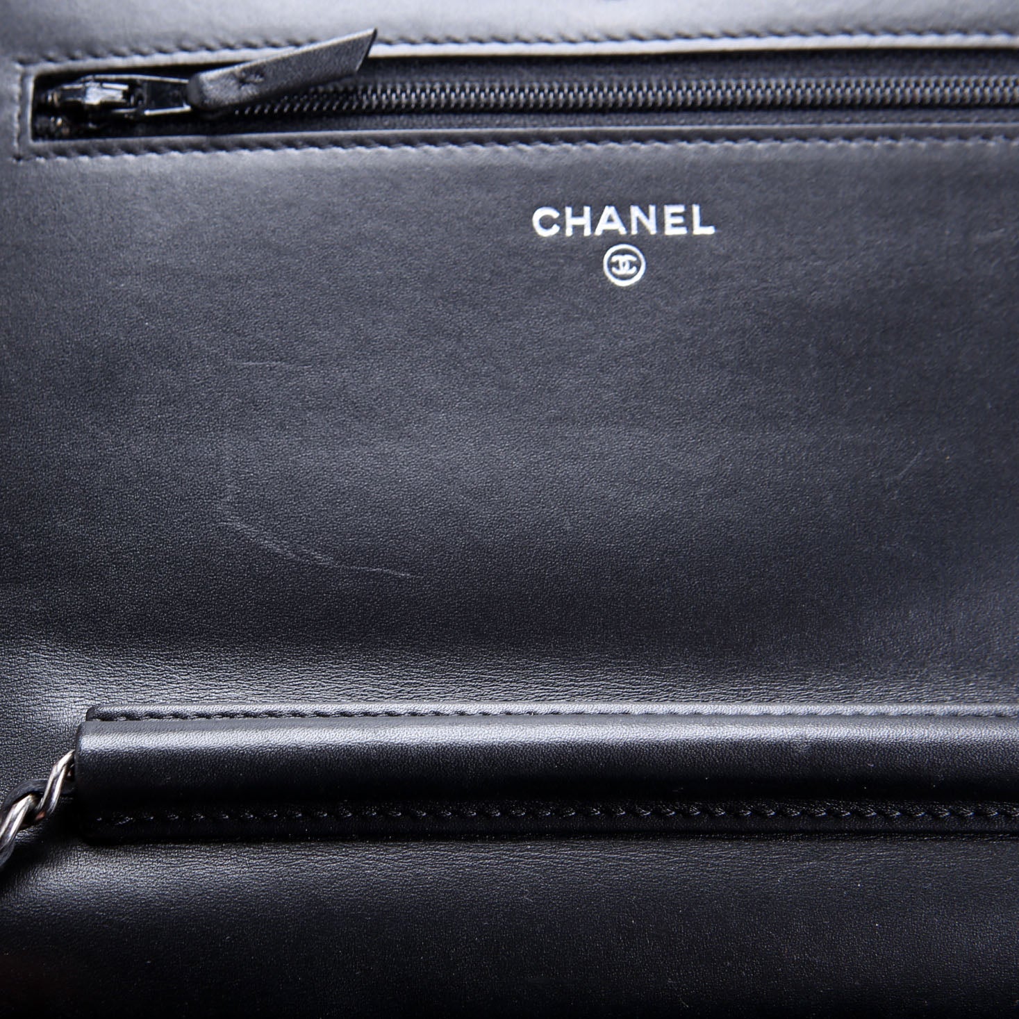 Chanel Two-Tone Chain 20s Signe WOC Calfskin 29M Black