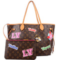 Louis Vuitton Neverfull With Wallet MM Monogram Patches Pink