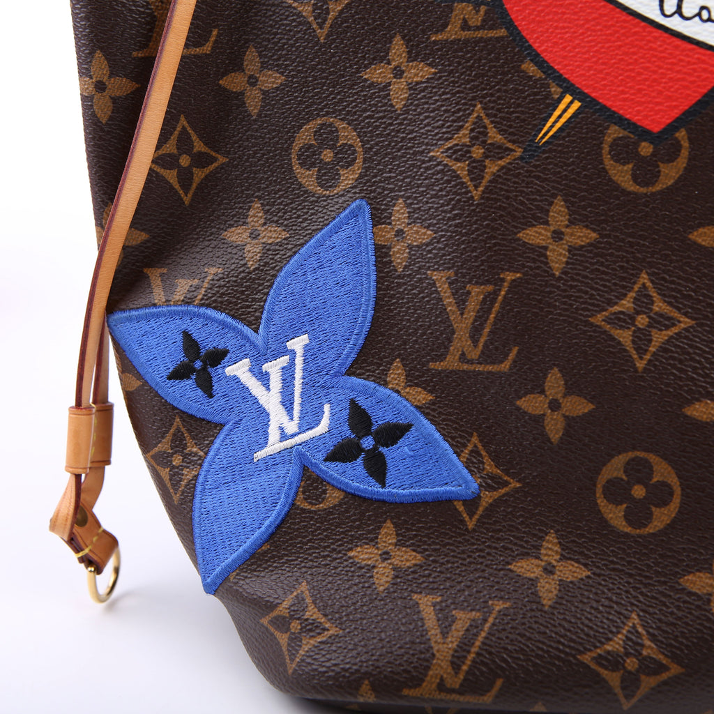 Louis Vuitton Neverfull With Wallet MM Monogram Patches Pink