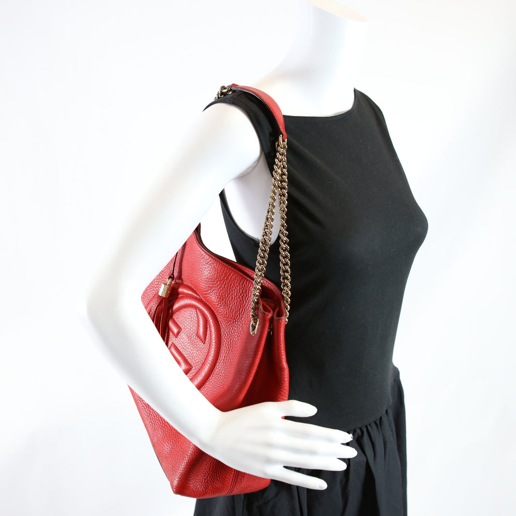 Gucci 308982 Soho Leather Shoulder Medium Red