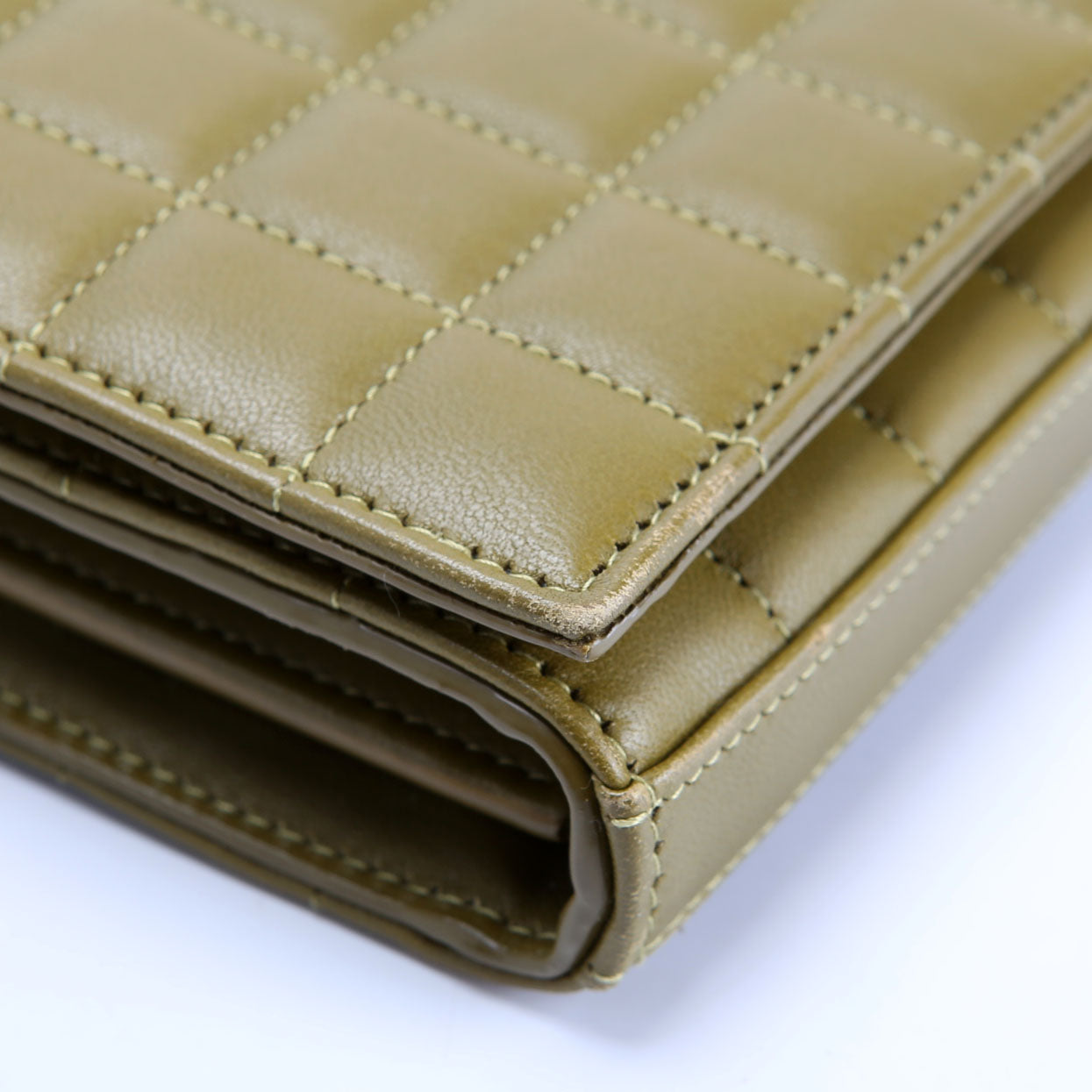 Saint Laurent Cassandra Chain Wallet Quilted Lambskin 743346 Green