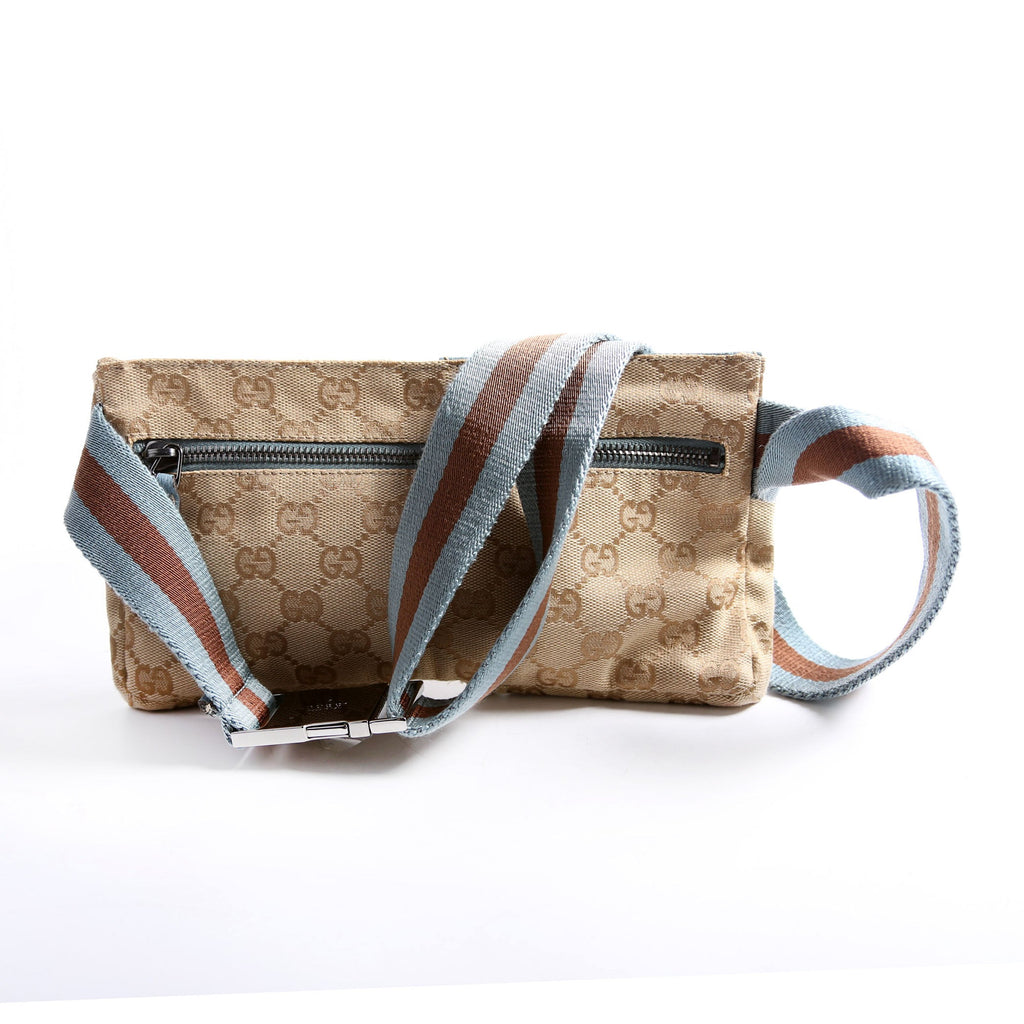 Gucci 162962 GG Canvas Mini Waist Bag Beige/Blue