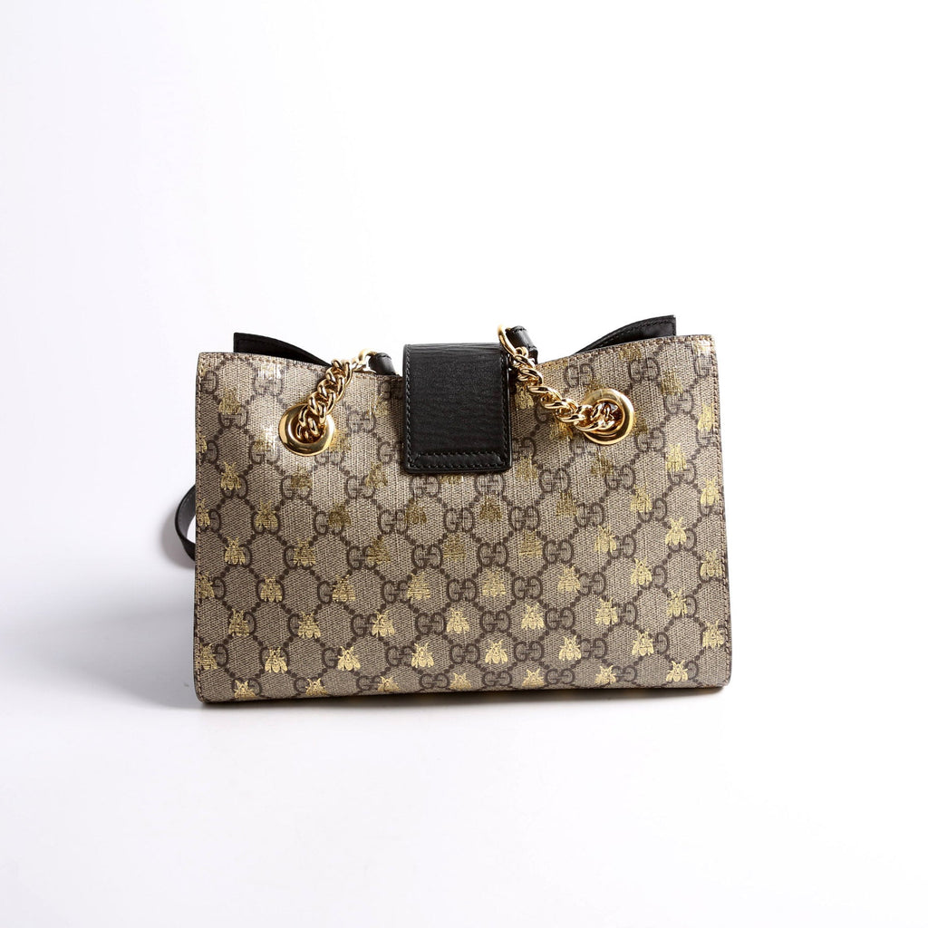 Gucci 498156 Padlock GG Bee Small Tote Beige/Black