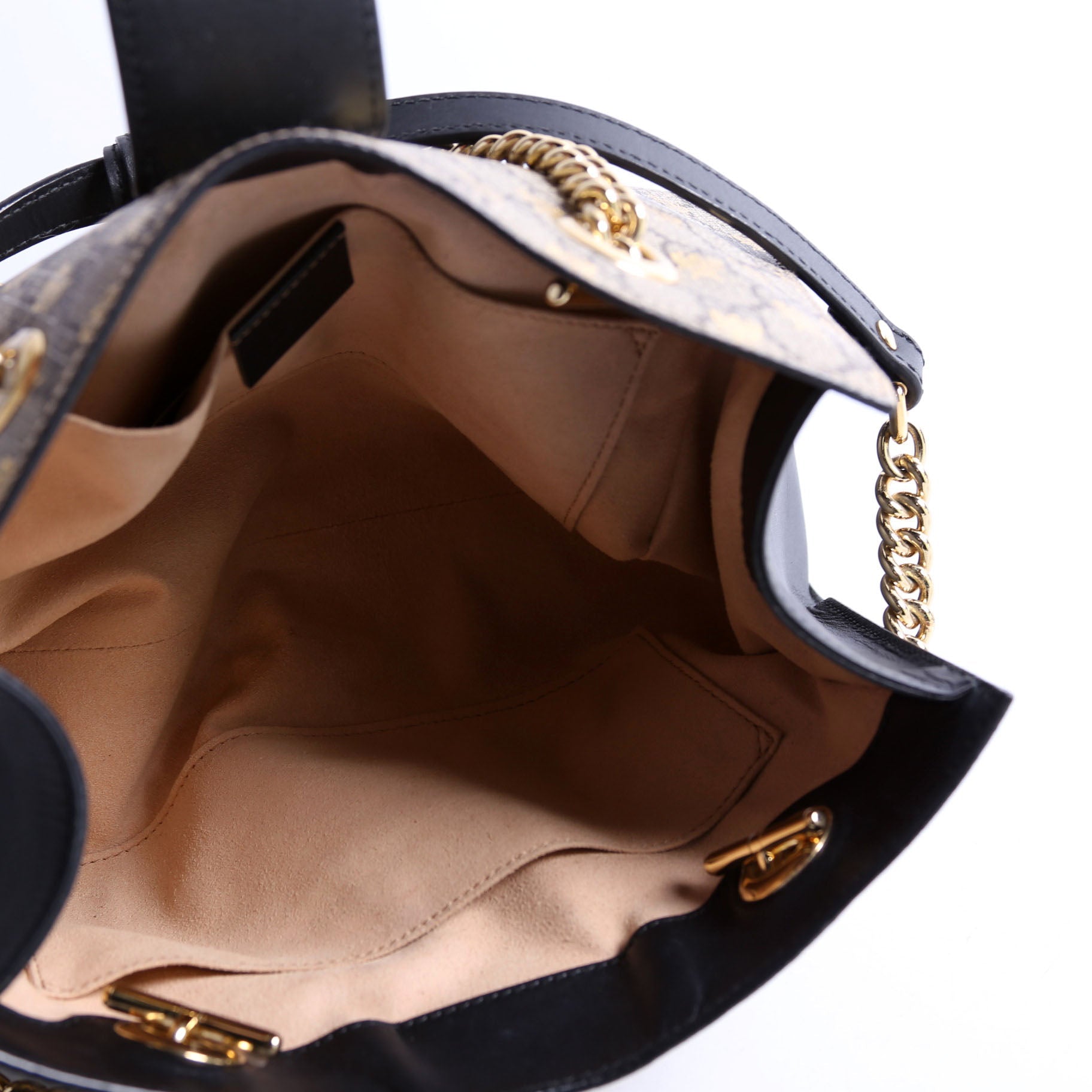 Gucci 498156 Padlock GG Bee Small Tote Beige/Black