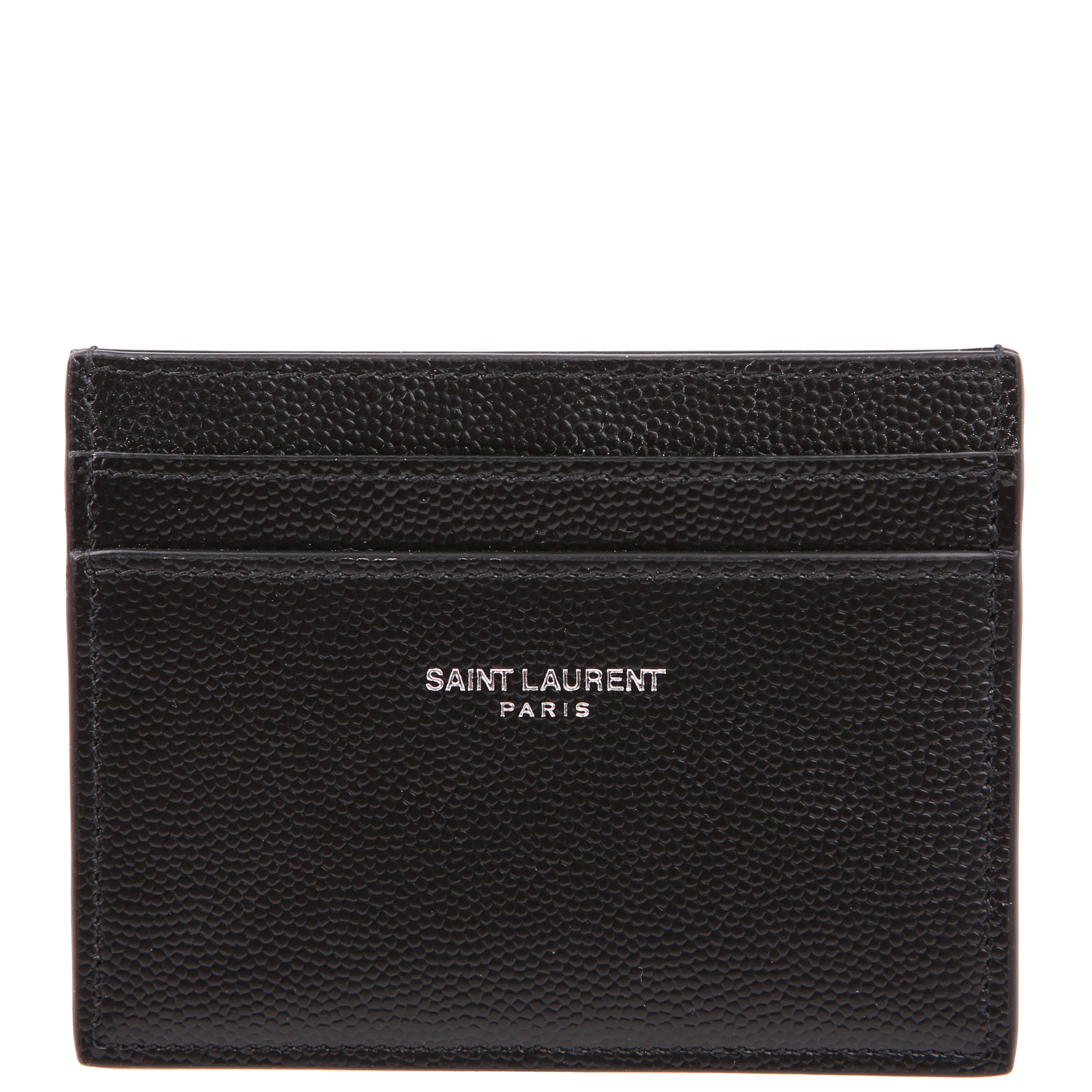 Saint Laurent 375946 Paris Grain Leather Card Holder Black