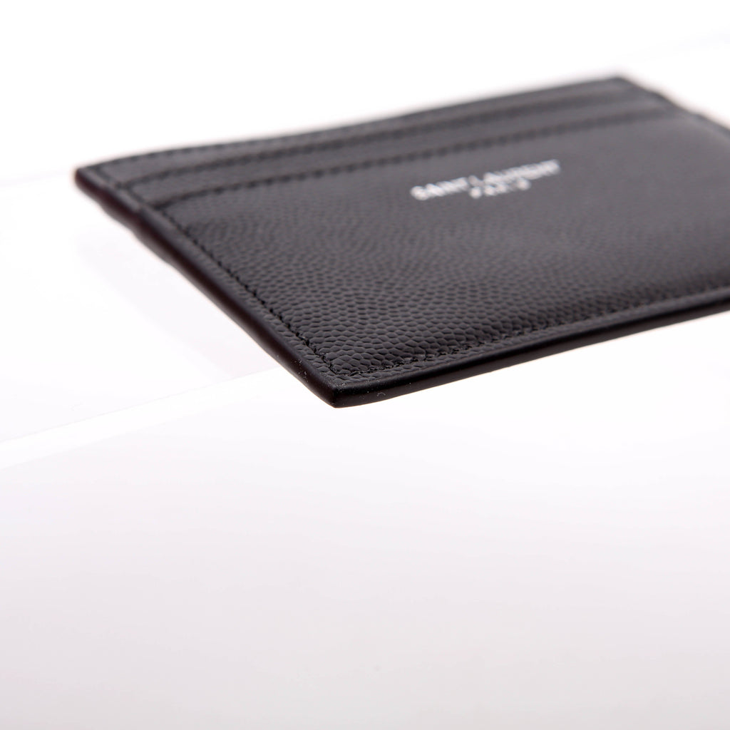 Saint Laurent 375946 Paris Grain Leather Card Holder Black