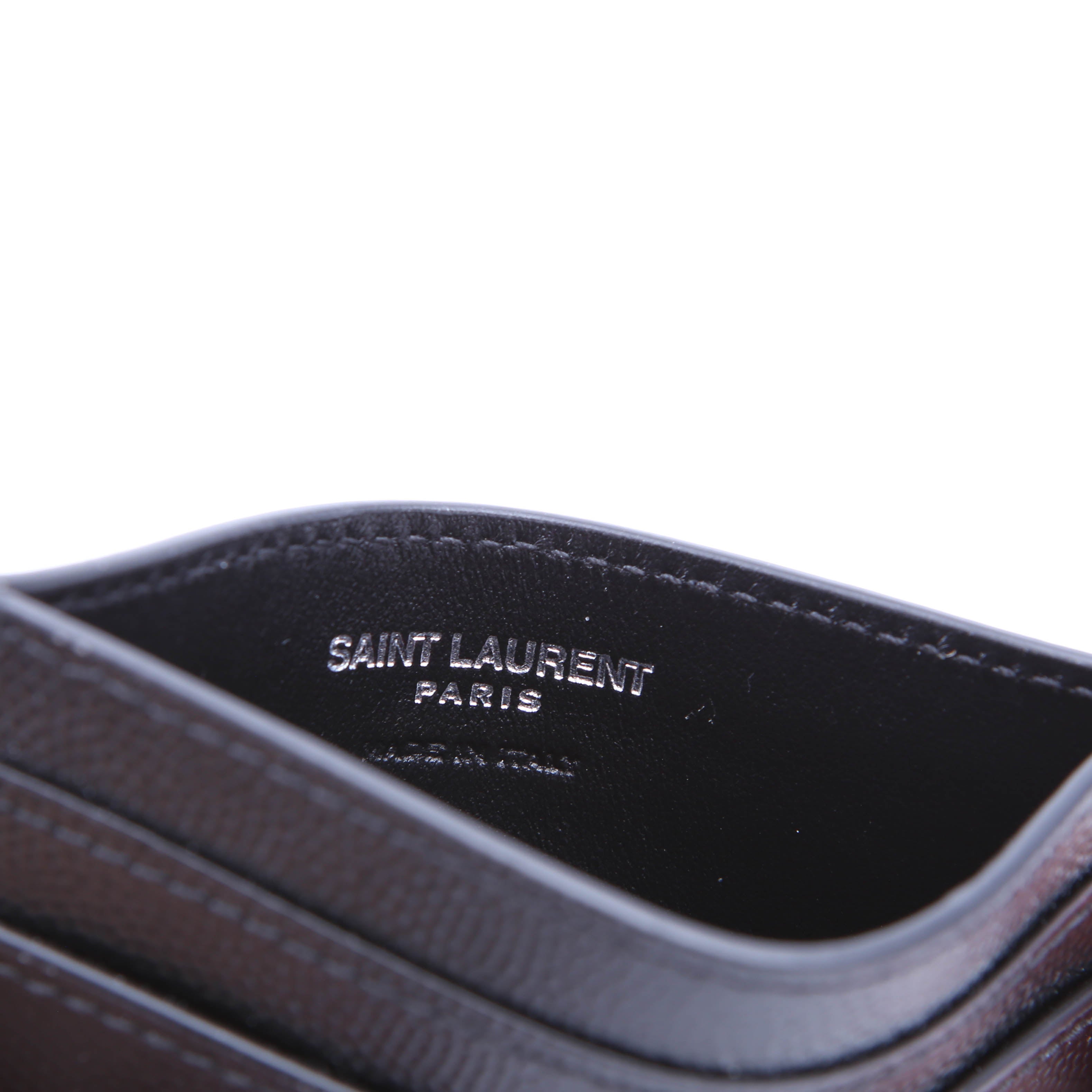 Saint Laurent 375946 Paris Grain Leather Card Holder Black