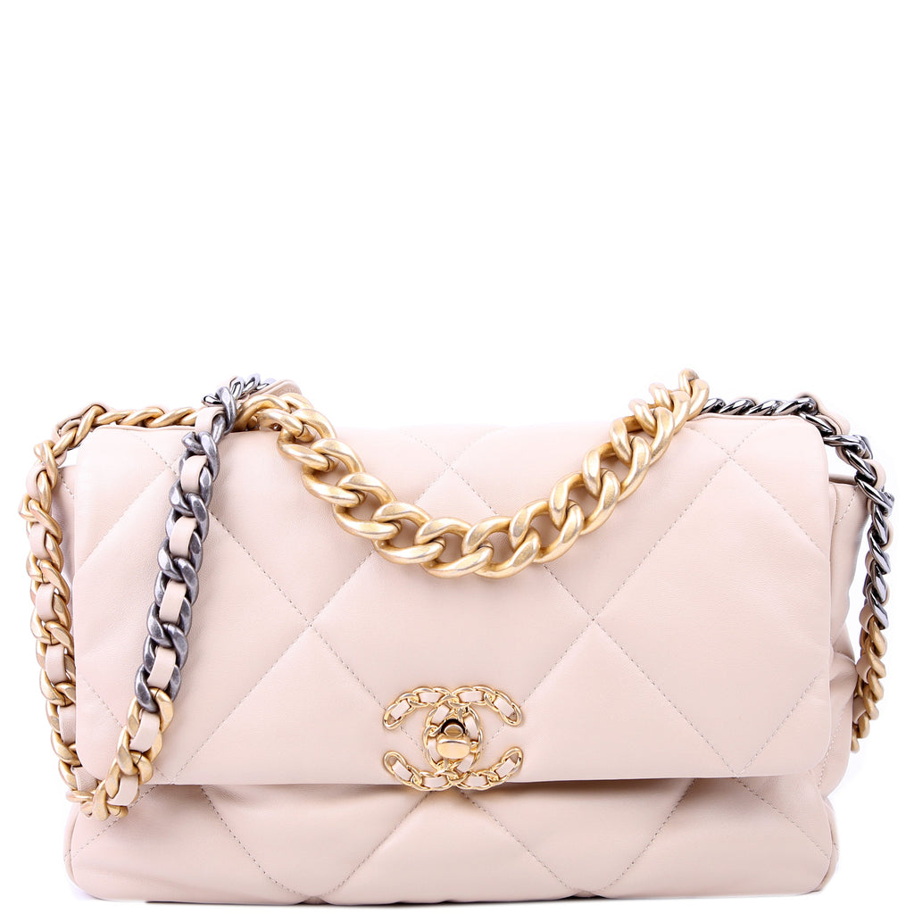 Chanel Quilted Goatskin 19 Large Flap RFID Beige