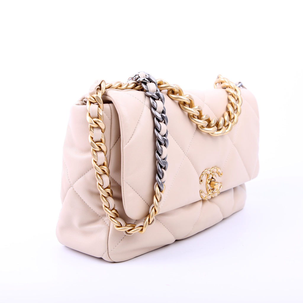 Chanel Quilted Goatskin 19 Large Flap RFID Beige