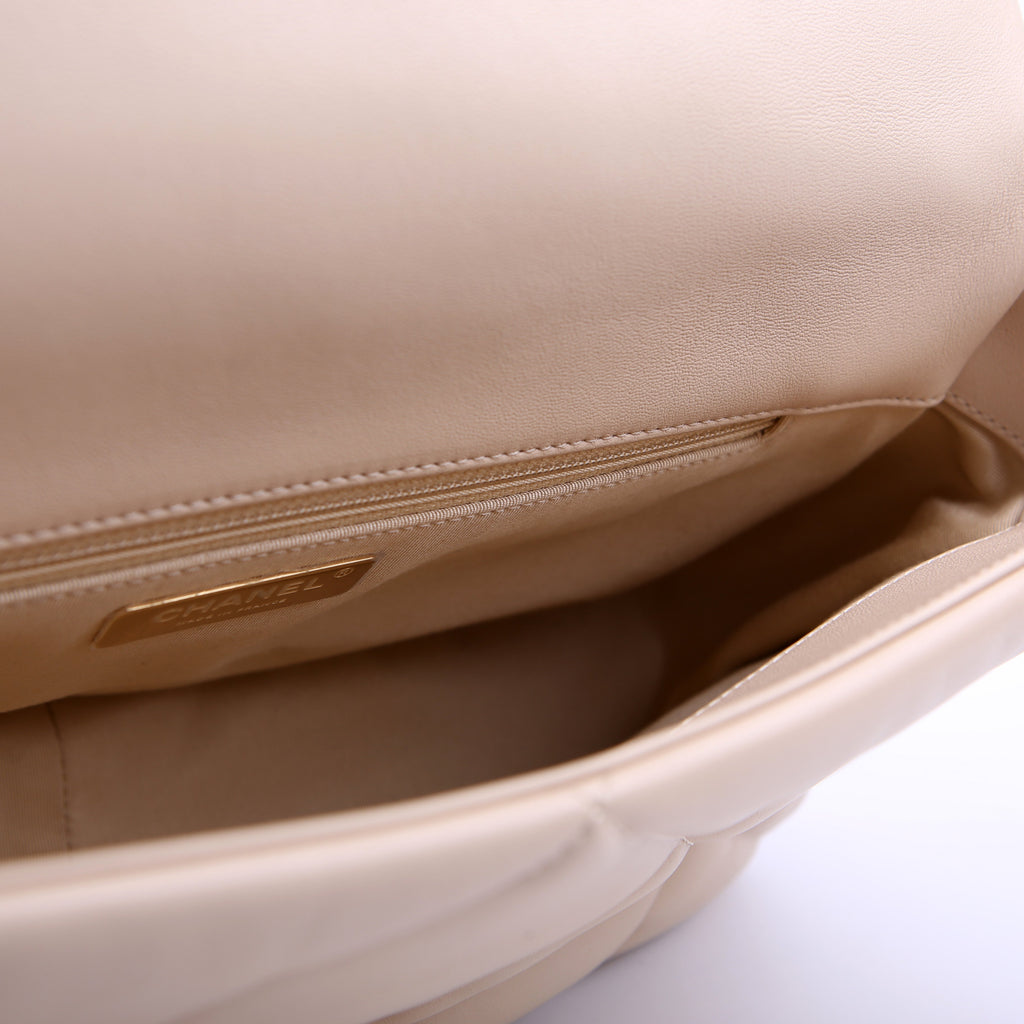 Chanel Quilted Goatskin 19 Large Flap RFID Beige