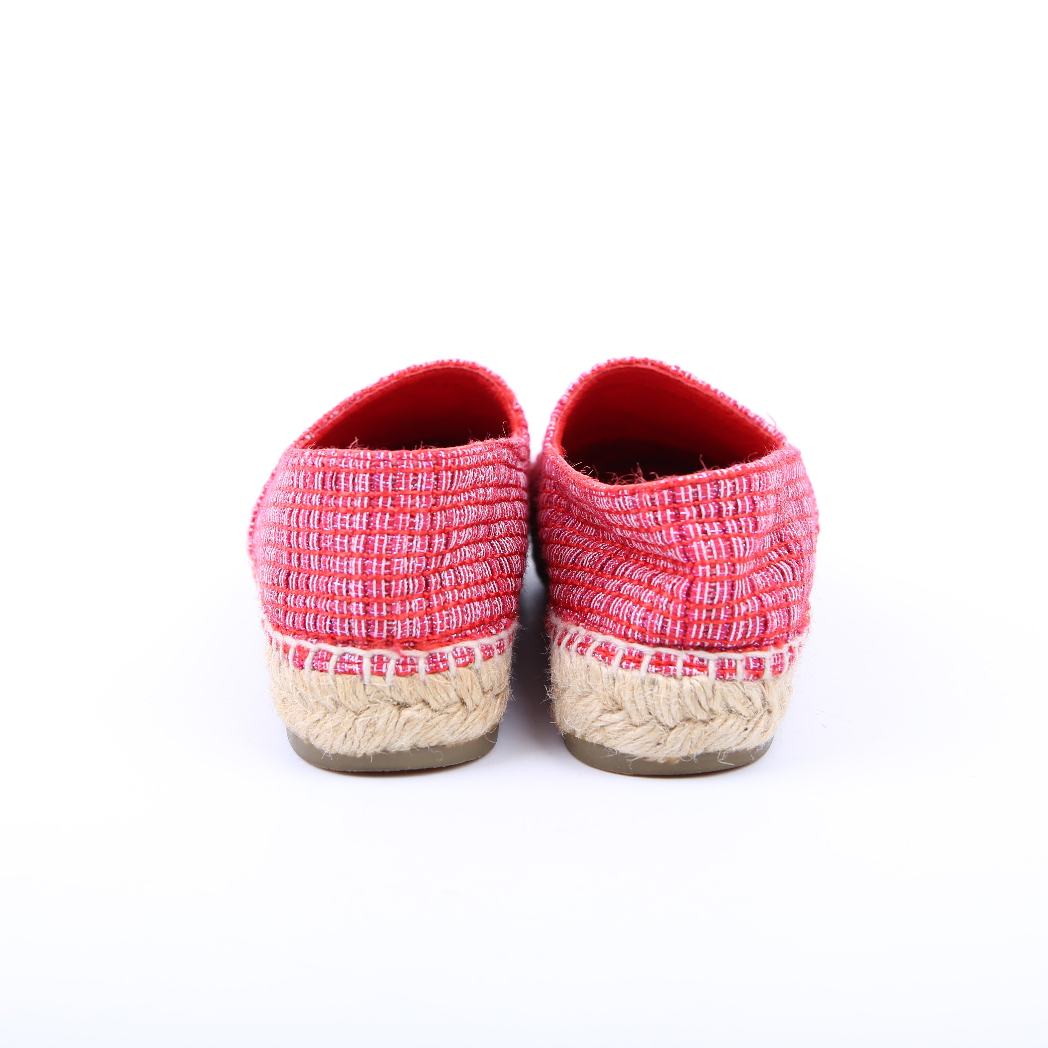 Chanel Tweed CC Espadrilles Size 36 Pink/Red