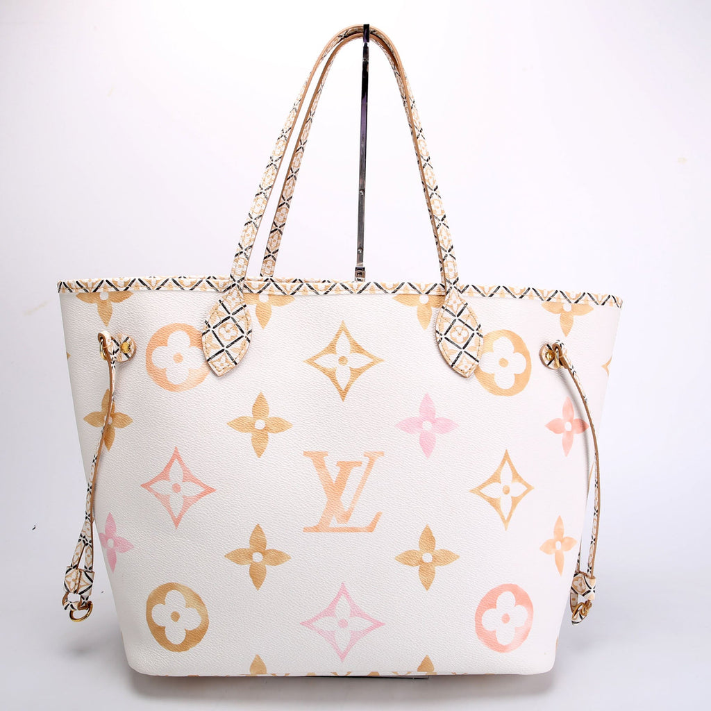 Louis Vuitton Neverfull With Wallet MM Watercolor BYTHEPOOL White/Tan