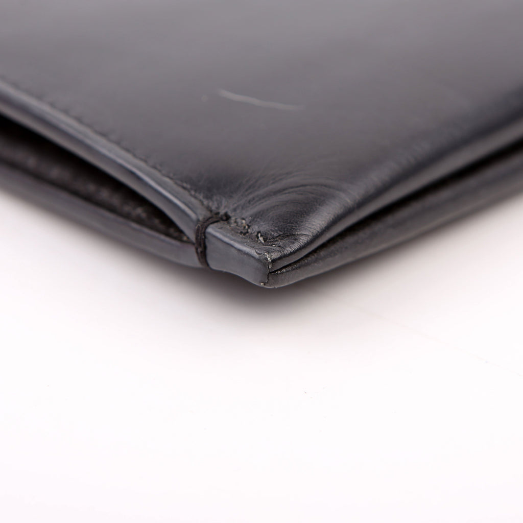 Saint Laurent Cassandre Smooth Leather Zippered Pouch Black