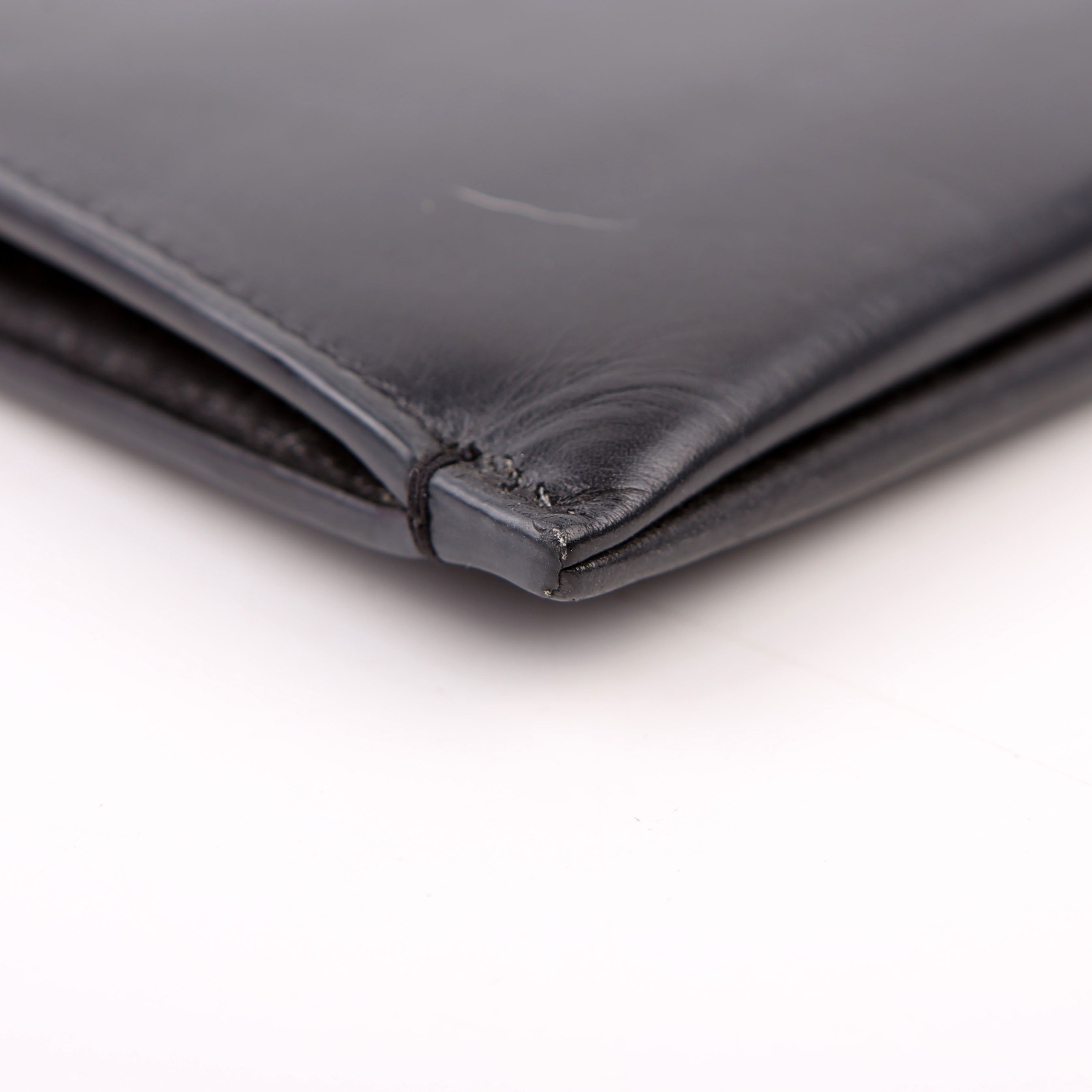 Saint Laurent Cassandre Smooth Leather Zippered Pouch Black