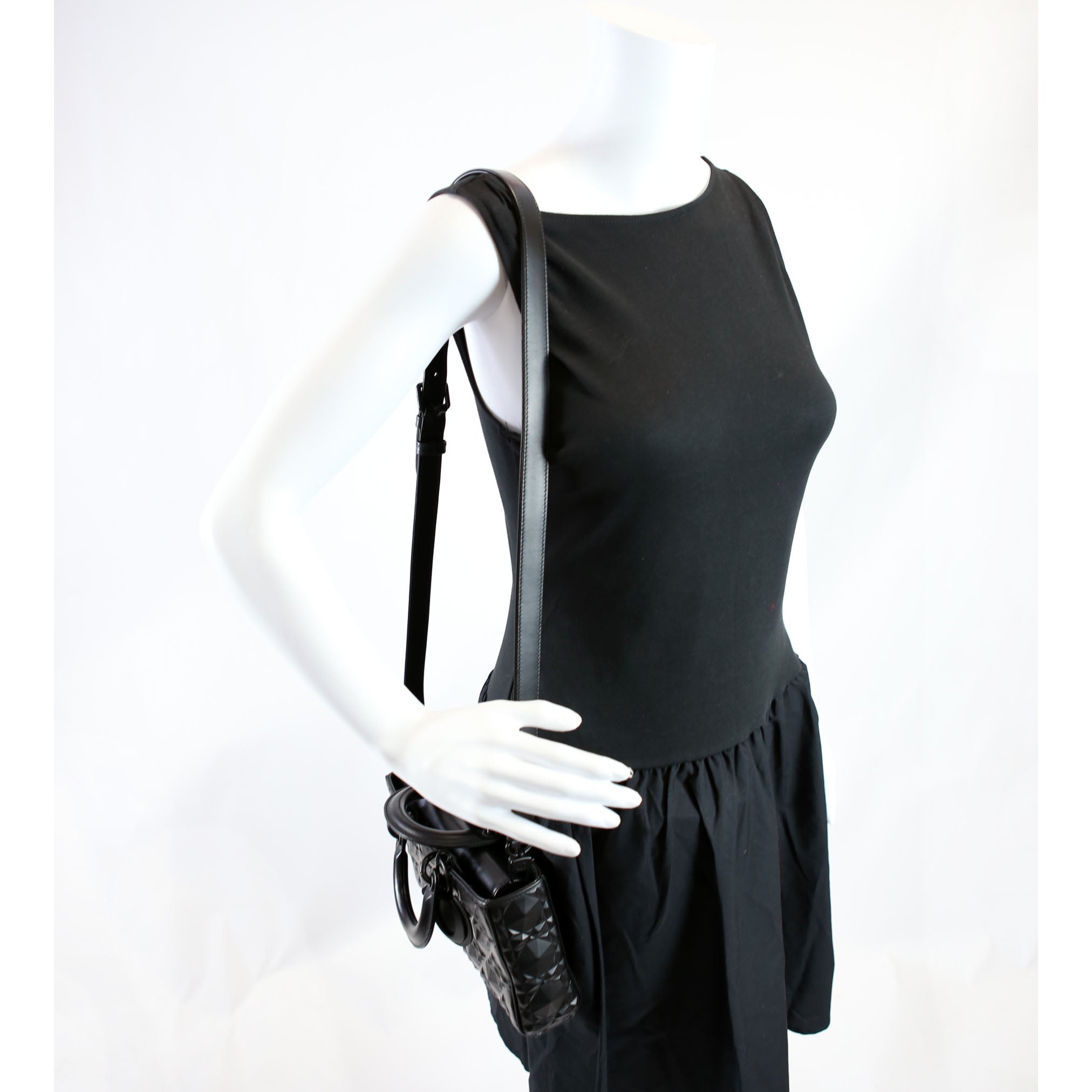 Christian Dior Lady D-Joy Medium Lambskin Black