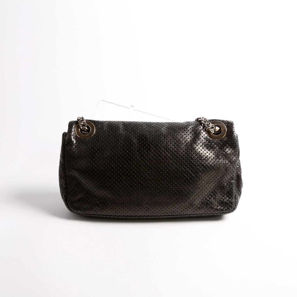 Chanel Metallic Perforated Drill Flap Black