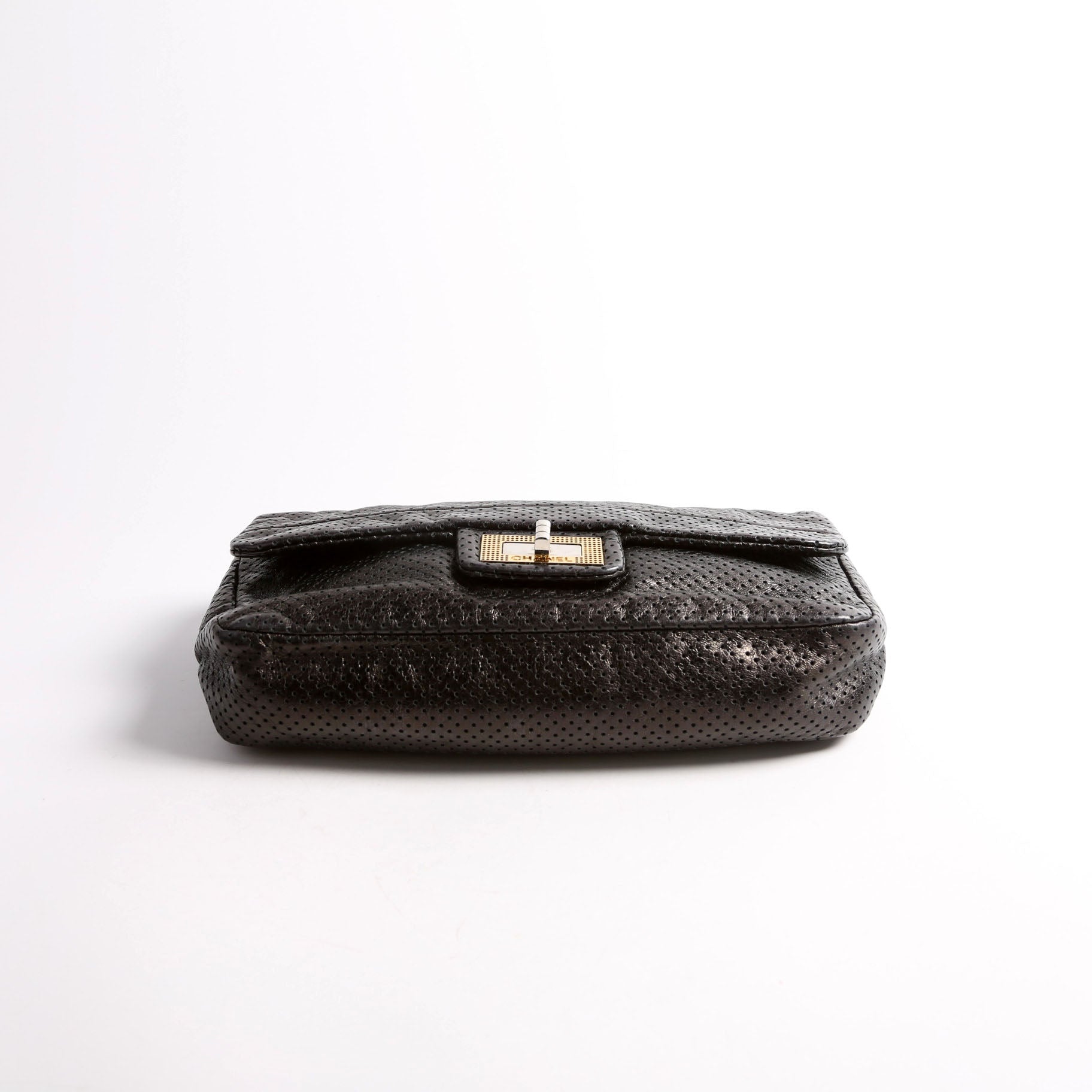 Chanel Metallic Perforated Drill Flap Black
