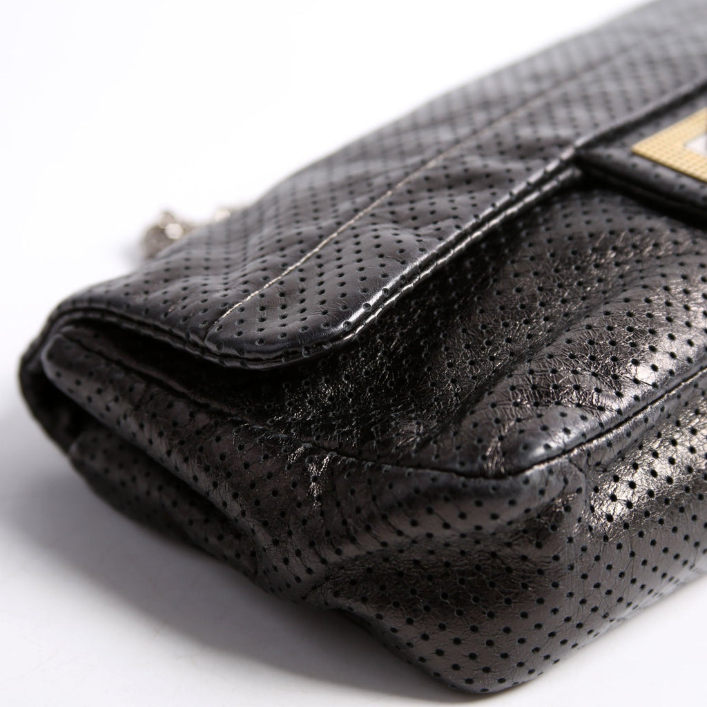 Chanel Metallic Perforated Drill Flap Black