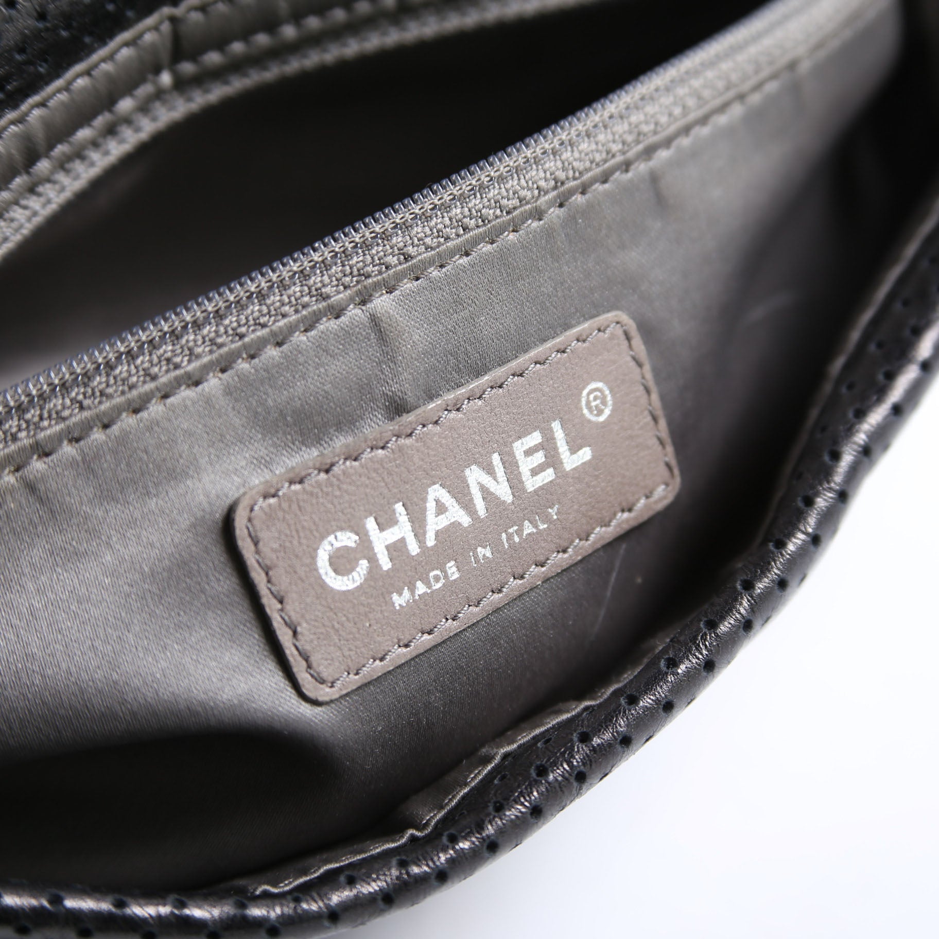 Chanel Metallic Perforated Drill Flap Black