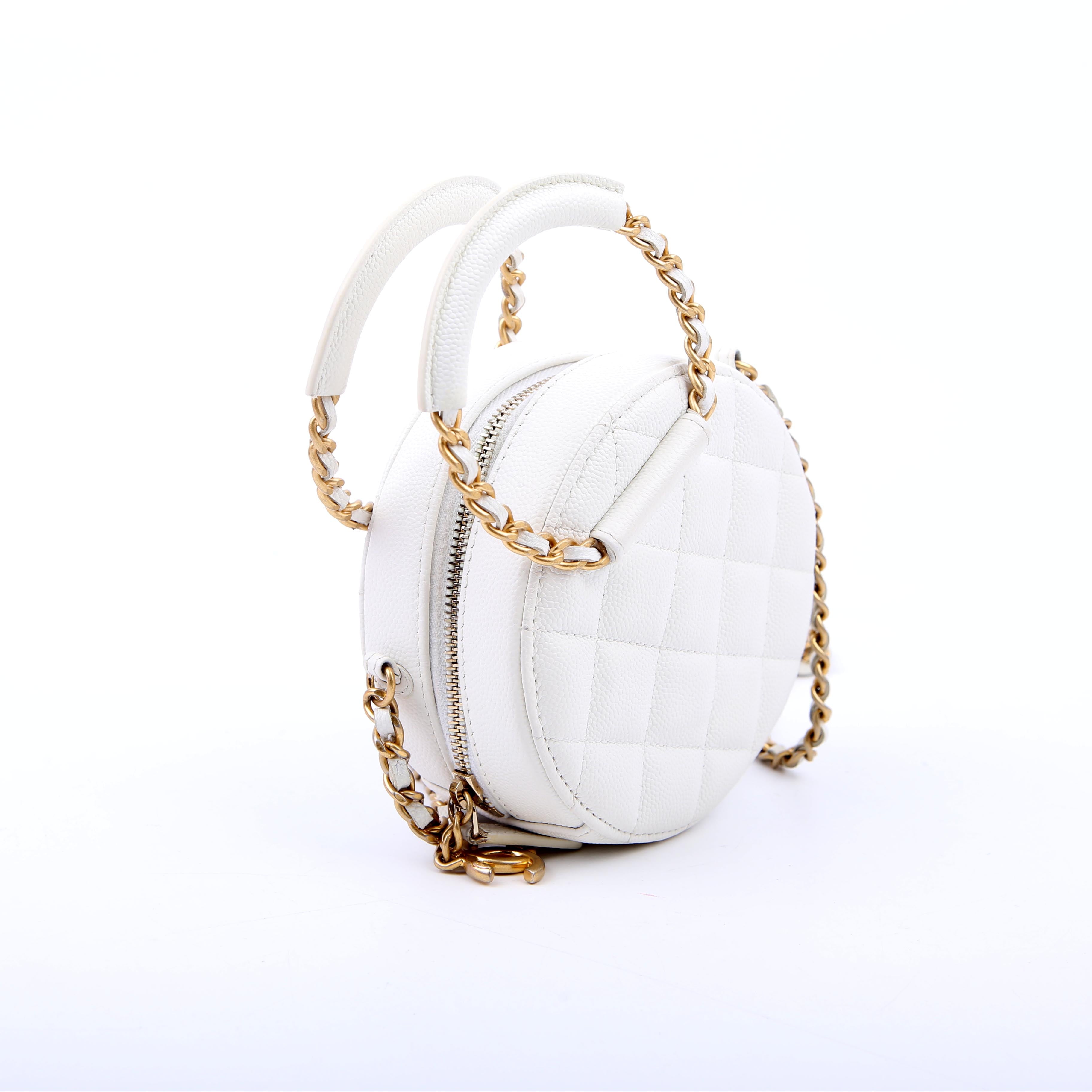 Chanel In the Loop Round Clutch with Chain 29M White
